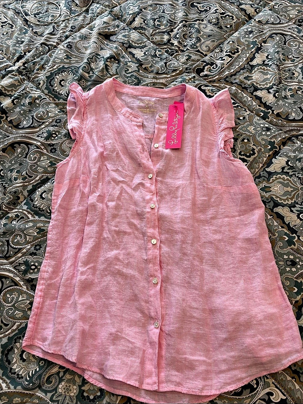 Lilly Pulitzer Lux Linen Top Linen Top in Pink Size Small NWT
